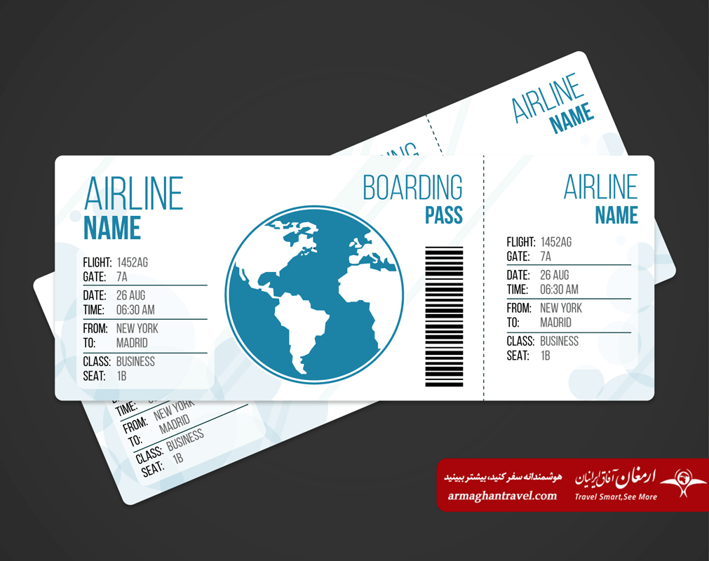 عکس بلیط خرید بلیط خارجی ارمغان آفاق ایرانیان